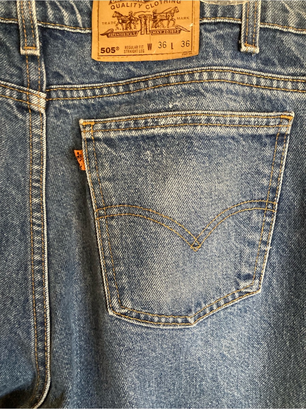 Vintage 1996 Levi's 505 Orange Tab Reg Fit Straight Leg Jeans USA Made 36 x 36 - Picture 6 of 13